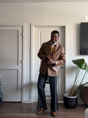 The 70’s is so underrated and unappreciated but I’m here to tell you Style is also discovery so we are trying and doing everything. I really liked this leather blazer , and feel like this piece tied everything together. Brown has been in my style palette heavy lately. @papatui_  thank you for the under eyepatches ! They feel great 🙏🏾 Style Breakdown  • Leather Blazer @ZARA  • Dress Shirt @charlestyrwhitt  • Neckerchief @Amazon Fashion  • Trousers @Goodwill Industries Intl. THRIFTED • Vintage Loafers @goodwill THRIFTED • Timepiece @amazonfashion  • Fragrance @Armani beauty  #mensfashion #mensstyle #mensoutfit #mensoutfit #styleblogger #style #stylist #styleinspo #stylepost #stylediary #70smensfashion #70sstyle #70svintage