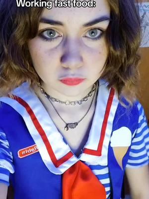 Please be nice to fast food employees. We're trying our best 😭 #fastfood #robinbuckley #robinbuckleycosplay #strangerthings #strangerthingscosplay #cosplay #cosplayer #fyp #foryoupage #fypシ 