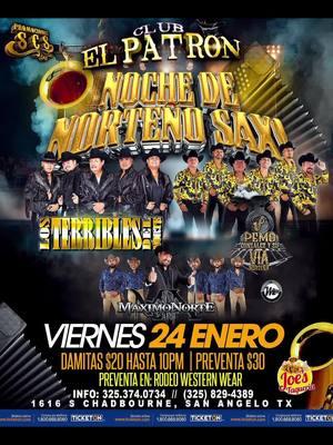 Pemo Gonzalez Y Su Via Norteña #lamerapuntadeltren  viernes 24 de enero  por primera vez en San Angelo texas en Club El Patron  #SiempreImitadoJamasIgualado #maximonorte  #losterriblesdelnorte  #yandamosbienencarrilados 