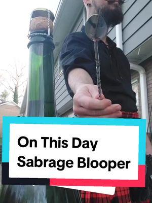 #onthisday One of my more popular sabrage bloopers. There was a delay in the popping of the cork because I missed slightly to the left of the right spot #sabrage #blooper #blooperreel #outtake #outtakes #partytrick 