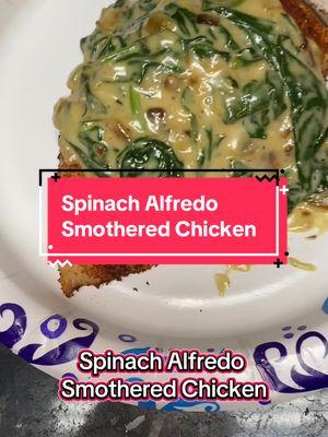 ❤️😋🔥 Spinach Alfredo Smothered Chicken 🔥😋❤️ So Good!! You’ve gotta try this recipe!! #ketochicken #notboringchicken #smotheredchicken #spinachalfredo #spinach #chicken #blackenedseasoning #parmesancheese #garlic #bestchickenever #ketoideas #ketorecipes #ketokravings 