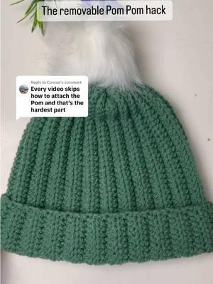 Replying to @Connor hope this helps 😍 #pompomhack #removablepompom #crochet #crochethatwithpompom #crochetbeanie #crochettutorial #tutorial #howto #meroindreni #creatorsearchinsights 