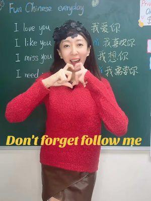 I love you.I like you.I miss you.I need you.#chinese #popular #mandarin #language #learn #chineseteacher #hot #like #zhongwen #chinesegirl 