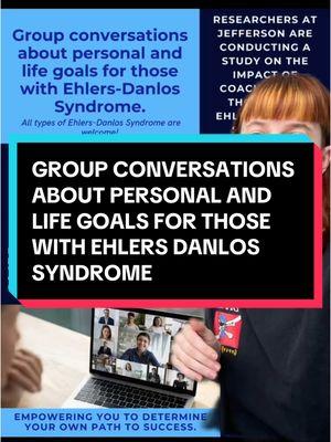 Again if you have questions: you can email tju_ef_goals2 @ jefferson .edu or 📞 484 808 5438 ! The availability survey is in my B I o  #ehlersdanlossyndrome #ehlersdanlos #research #groupcoaching #coaching #researchstudy #ehlers