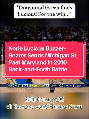 2010 Round of 32 - Michigan State and Maryland exchange clutch buckets before Korie Lucious wins it at the buzzer for Sparty #MarchMadness #ncaatournament #ncaabasketball #collegebasketball #cbb #michiganstate #msubasketball #sparty #draymondgreen #korielucious #marylandbasketball #marylandterps #feartheturtle #greivisvasquez #crazyending #buzzerbeater #clutch #ftw 