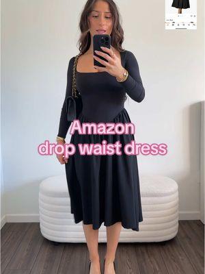 amazon drop waist dress! #amazonfinds #amazonfashion #amazonfavorites #amazondress #dresses #cutedresses #blackdress #amazondress 