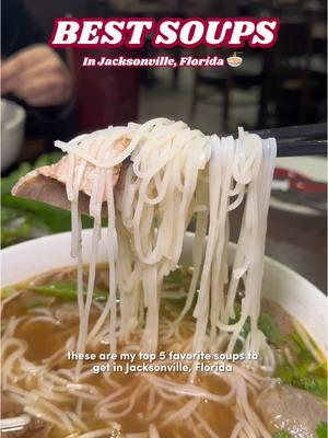 Best Soups in Jacksonville, Florida 🍜 Soup always hits best on this kind of chilly weather, so here are my go to soups that always hit the spot for me 😋 Chupe de Mariscos @srcevichejax  Dipping Noodle @modu.ramen  Pho @bowlofphojax  Lobster Bisque @lepetitparisjax  Pozole @pepeshacienda  Let me know what your favorites are in the comments!  #soupseason #soupweather #soupspots #pho #pozole #jaxfl #jacksonvilleflorida #jaxfoodie 