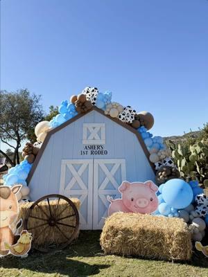 Asher’s 1st Rodeo! 🐴🐷🐑🩵  • #balloongarland#balloondecoration#balloonstylist#balloonart#balloongarlandbackdrop#explorepage#explore#myfirstrodeo#1strodeo#1strodeobirthday#firstrodeoballoons#barnhousebackdrop#fyp#foryoupage#viralvideo#explore 