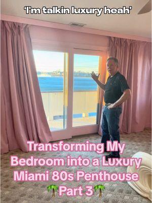 Transforming my Master Bedroom into a Luxury Miami 80s Penthouse🌴💰💖 Part 3✨ I just bought my first home and I couldn’t be more freakin excited about this project!!!!🤩 You guys know I love everything tropical and fabulous…so this just seemed right!!!! Shoutout to my Dad for all his incredible expertise and somehow never questioning my insane ideas….I could not have done this without you.. I’M TALKIN LUXY HEAH🤣 YES we are from Boston, and yes a ‘Draw’ is a Boston ‘Drawer’ I know some of my references are are AI photos which honestly seems like more of a challenge!! Thank you @liminaldestinations for the iconic inspiration!!!!✨🤩 Next up.. talking the wall behind my bed and accessorizing 🤩✨🌴🌴🌴🌴🌴 Thank you for allllll the love and suggestions I’m this post everyone 🤩💖 . . . #DIY#diyhomeprojects #diyhomeimprovement  #hom#hometransformations #80saesthetic #80s#80sdecor #80svintage #80s #80style #DIY #diyinteriordesign #miami80spenthouse #CapCut 