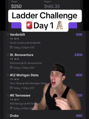 Ladder Challenge Day 1 🪜 #collegebasketball #ncaab #ncaam #parlays #sportsbetting #swick  Wednesday College Basketball  College Basketball Picks Today #greenscreen 