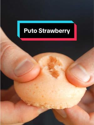 Puto Recipe: 1.5 cups flour 1 cup sugar 1/2 cup milk powder 2 tsp baking powder 2 tsp corn starch 1 cup milk 2 eggs 1/2 stick butter melted 2 tsp strawberry emulsion Steam for 8 minutes #strawberry #putocheese #filipinofood 