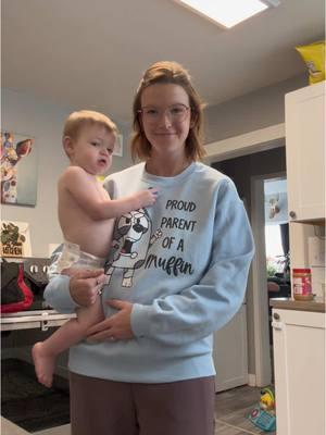 The perfect sweatshirt for any Bluey fan with a crazy baby 🤣 #crewneck #sweatshirt #bluey #muffin #blueyfam 