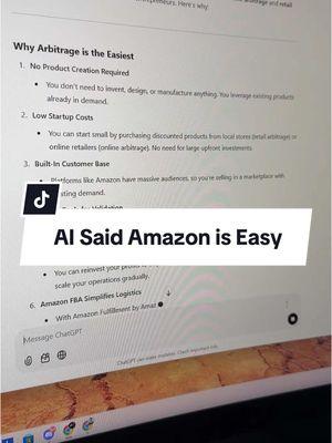 I asked AI what the easiest business model is. It said it was online arbitrage. #amazonfba #sellonamazon #onlinearbitrage #retailarbitrage #makemoneyonline #entrepreneur #sidehustles #davemane