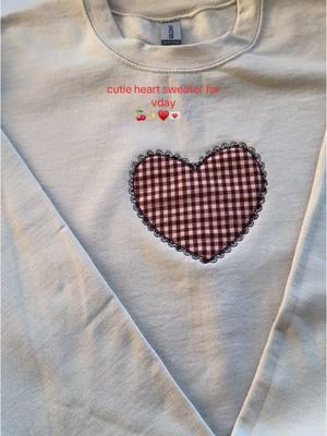 making our cute heart sweater using the applique technique! #vdaysweater #VDayOutfit #vdayoutfitideas #vdaygift #cutesweatshirts #applique #machineembroidery #smallbiz #smallbusinessowner #smallbusinesstiktok #SmallBusiness #embroiderytiktok #ricoma #gingham #coquette #coquetteaesthetic #cottagecoreaesthetic #cottagecore 