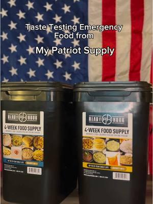 Taste testing emergency food from @My patriot supply . These emergency food buckets came with a variety of meal options that were surprisingly pretty good. Plus, they’re packed in the USA, have a 25-year shelf life and no MSG.  #mypatriotsupply #emergencyfood #prepper #emergencypreparedness #naturaldisaster 