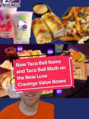 Taco Bell is starting 2025 off right with three new items AND three new Luxe Cravings Boxes that I did some Taco Bell math on to see if they're a good deal or not. Starting tomorrow (Jan 16th) you can get the new Baja Dream Freezes, Cheesy Dipping Burritos, and Steak Garlic Nacho Fries. But the even bigger news might be these new $5/$7/$9 Luxe Cravings Boxes... check out the video for the breakdown on the items and how big a savings they are! Are you grabbing some @tacobell this week? I will be there tomorrow! #tacobell #fastfood #fastfoodlife #FoodTok #tacos #burrito #cheapfood #value #mountaindew #bajablast 