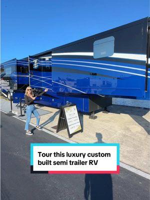 The biggest RV we’ve ever toured 💪  Tour this new luxury Space Craft semi trailer RV! #rvtour #rvliving #rvtiktok #luxurytravel #traveltiktok  