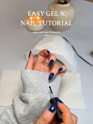 Gel x nail tutorial ✨last up to 4 weeks✨ so in love with this shade (everything is 🔗 in my SF) #diygelxnails #gelxnails #athomenails #nailtutorial #nailinspo #gelx #navynails #DIY 