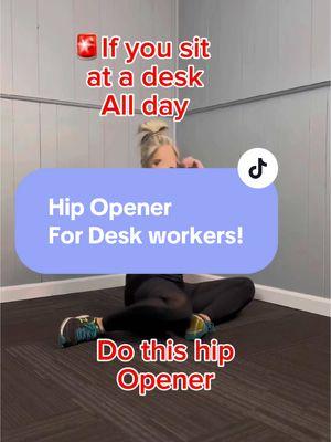 Sitting all day is SO BAD for us. Stay active all day and do hip openers like this!! Thank me later 😉#DeskWorkout #StayActive #hipopener #hipstretch #stretching #deskstretches 