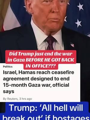 TRUMP ENDS GAZA WAR BEFORE TAKING OFFICE #breakingnews #trump #gaza #endwar #hamas #israel #peaceinthemiddleeast #gazawarends #promisesmadepromiseskept 