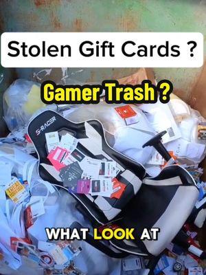 Stolen gift cards and a $400 gaming chair found dumpster diving?!?  #dumpsterdiving #game #gamer #money 