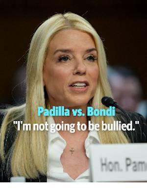 Donald Trump's attorney general candidate from #Florida Pam #Bondi and California Senator Alex Padilla get into a heated exchange at her U.S. Senate confirmation hearing. "I'm not going to be bulled by you, Sen. Padilla. #Senate #AttorneyGeneral #Trump #nominee VIDEO: C-SPAN (1-15-2025)