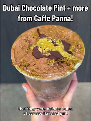 Dubai Chocolate ice cream at @CaffePanna today! 🤯 If you missed it, don’t worry, it’ll be back in Manhattan next Wednesday 1/22, so set your alarm for 1:30pm and be sure to get your order in asap!  While here, I tried a few other daily and weekly specials, and my favorite bite of the visit was the Peanut Butter Banana Brûlée Affogato with banana peanut butter chip ice cream, graham crunch, a peanut butter drizzle, banana caramel, and panna.  * pro-tip: order hot chocolate and pour some of it on this! #caffepanna #newyorkcity #greenpoint #gramercy #icecream #softserve #banana #peanutbutter #hotchocolate #dubaichocolate #pistachio #nycfood