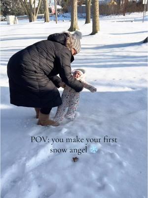 Is it me or does her snow angel have a lil face and smile?! 🥹❄️ #t1dchick  #CapCut #motherhood #snowangel #babygirl #girlmom #momsbelike #babiesoftiktok #momlife #momsover30 #sahm #MomsofTikTok #michiganmom #michiganbaby #babytok #michiganfamily 