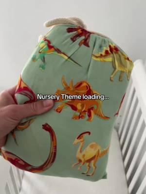 Nursery theme loading…we’re throwing it back to an absolute classic, Dinosaurs! The color blocking  makes the so vibrant and so fun 🥰  #littlecrownsandcapes #bamboomoms #SmallBusiness #babyboutique #babyclothes #babyfever #babytok #nursery #nurserydecor #dino #dinosaur 