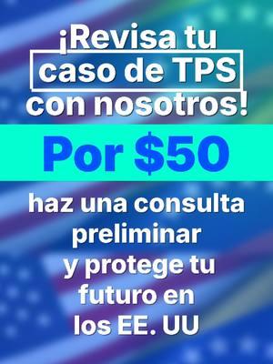   🇺🇸💡 Extensión del TPS para venezolanos: ¡Prepárate! 💡🇺🇸   📢 Migrante venezolanos en EE. UU., ¡es momento de tomar acción! Con la extensión del TPS, cuyo registro estará disponible a partir del 17 de enero, y los cambios políticos inminentes tras la toma de posesión de Donald Trump el 20 de enero, es crucial estar listo para proteger tu estatus migratorio.   👉 ¿Sabías que las políticas migratorias podrían endurecerse pronto? ¡No dejes tu futuro en el aire!   🌟 Consulta tu caso de TPS con nuestro equipo por solo $50. Revisaremos tu caso para asegurarte de que estás preparado ante cualquier cambio.   ⏳ Oferta limitada: 🔗 Contáctanos hoy y asegura tu tranquilidad.   #TPSVenezolanos #MigracionUSA #InmigrantesVenezolanos #AsesoriaMigratoria #JALlaw #VenezolanosEnUSA #ProteccionMigratoria #TPSVenezuela #Venezuela #LatinosEnUSA #MigrantesLatinos #TPS #ExtensionTPS 