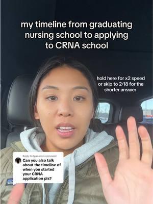 Replying to @tpasann I graduated nursing school in 2018. Got 2 years of icu experience (plus 1yr med surg) and applied to CRNA school in 2021! I officially started school in 2022 and will graduate this fall 2025🎉💚 #srna #crna #crnaschool #nurse #icunurse #nursingschool #nursingstudent 