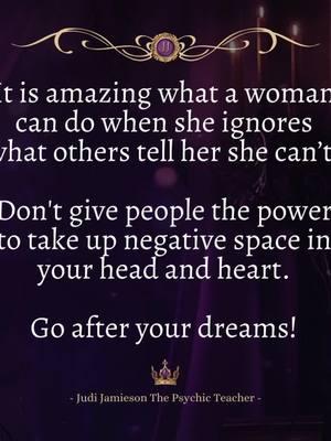 Feeling me? Like, comment, or share to inspire others. These posts are meant to give you a loving kick in the ass to tune into your true power, potential, and worth so you can live a better life. . I teach intuition and psychic development so you can develop, strengthen, and properly apply your gifts in every area of your life to not only create but live an amazing life. . My teaching style is straight to the point without all the time-wasting bologna and fluff… with a loving soul-sister ass-kicking in the mix. . If you are ready to take your life and your gifts (by the balls) to a whole new level…. I’m your girl! . Go to the link in my bio for more in-depth free content. . You are worthy and deserving of every single one of your dreams, do not allow anyone to tell you differently. . Judi The Psychic Teacher (Empath - Psychic - Witch) . #empathhealing #empathsurvivalguide #psychicdevelopmentclass #channelingspirit #channelingwhitelight #spiritguidedlife #spiritguidesmessage #knowyourpotential #babywitchtips ? P.S.: BEWARE OF SCAMMERS impersonating me. I stopped doing readings years ago and focused on teaching because it’s way more empowering and impactful teaching vs giving a quick reading.