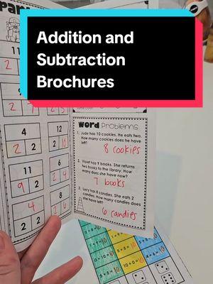 Addition and subtraction facts fluency brochures. #createabilities  #teacher  #teachersoftiktok #teachertok #math #mathteacher #mathfacts #factfluency