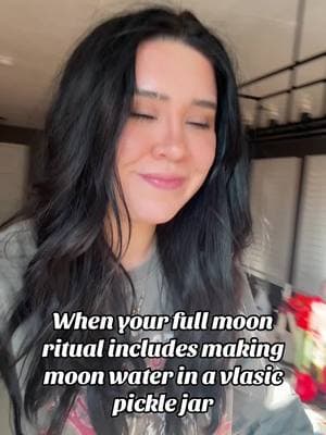 When the moon energy is too powerful for a regular jar, so I had to get creative 🌙✨ #MoonWater #Manifestation #Vibes #PickleJar #fullmoon #fullmoonritual #fyp #witchtok