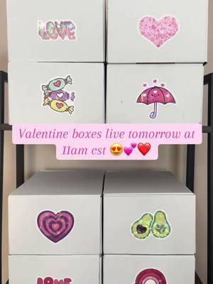 Boxes all ready for tomorrow!! 💕❤️ #mysterybox #valentinesboxes #vdaybox #vdayboxes #treatyourself #xoxo #hearts #glasscups #valentine #valentines #trendingsong #fyp 