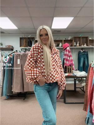 We only have a few sizes in this cute checkered jacket! 🫶🏼 #westernboutique #westernfashion #westernwear #checkeredjacket #jacket #outfits #outfitinspo #checkered #denim