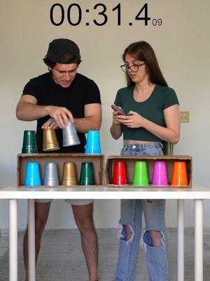 Who Can Match The Cups FASTEST?! @BookOfCarley #bookofken #bookofcarley #fyp #couple #Relationship #challenge #guess #partygame #boardgame #matching #cups 