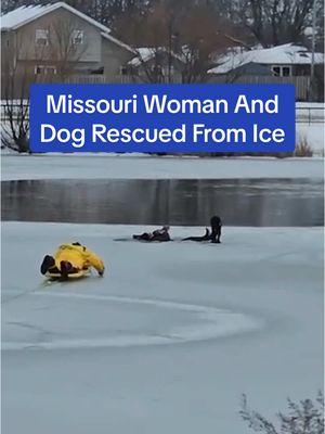 A brisk morning took a dramatic turn when a woman and her pup fell through an icy pond in Missouri. #TheWeatherChannel #fyp #weathertok #weatherchannel    #weather #frozenlake #ice #rescue