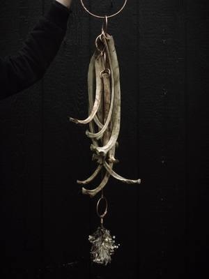 scavenged elk bone hanger. if you wanna keep up with our releases and jewelry/decor creations, sign up for our newsletter on our website! I promise we don't spam! Just one newsletter every month or so right before a release.  . . . . #bonedecor #vultureculture #rusticdecor 