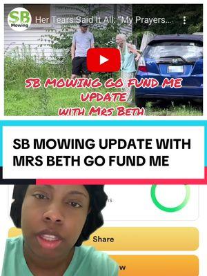 Update on SB Mowing helping Mrs Beth ❤️ #greenscreen #sbmowing #msbeth #helpingtheelderly #gofundme #fypシ #fypシ゚viral #lawncare #lawntiktok #lawnmower #yardmaintenance #donating 