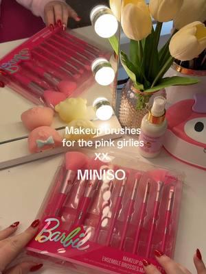 Check out the cutest, softest makeup brushes from @MINISO United States 🩷 #barbie #matel #miniso #makeupbrushes #brushset #girlytok #girlythings #sanriocore #kawaii #kawaiiaesthetic #girlyaesthetic #pinkaesthetic  