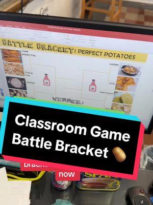 Teachers, this classroom idea is so fun and engaging! Its a spud, not a dud 🥔 Drop the word BRACKETS if you want the info #classroomactivities #classroomgames #teacherideas #classroommanagement #battlebrackets #teacherlife #teachersoftiktok #potato 