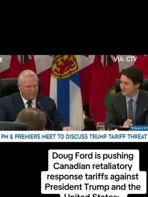 Doug Ford is pushing Canadian retaliatory response tariffs against President Trump and the United States:  “You can’t let someone hit you over the head with a sledgehammer without hitting him back twice as hard” . #tariffs #canada #usa #justintrudeau #dougford #donaldtrump #jobs #economy #presidenttrump #canadians #cdnpoli #ontario #onpoli #toronto