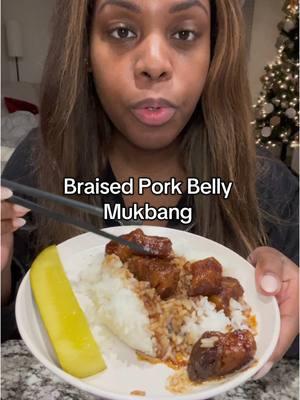 Braised Pork Belly & Pickle. I’m going to miss eating with you guys on here 🥹 #porkbelly #braisedporkbelly #eatwithme  #wieiad #mukbang #pickles 