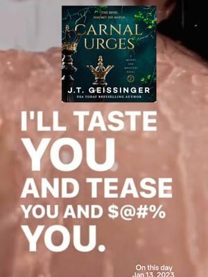 #onthisday CARNAL URGES, book 2 of the Queens and Monsters series. Available wide on various audiobook platforms. Book is now available in bookstores! #carnalurges #mafiaromance #audiobooks #romancebooks #jtgeissinger 