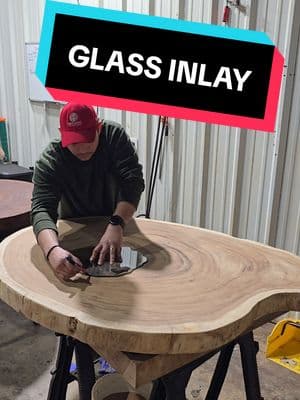 Making a beautiful patio table #liveedge #woodworking #table #wood #art #houston #artist #glass #fyp #custom 