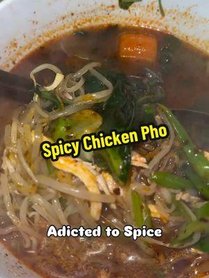 I’m Addicted to Spice 🌶️🔥🍜 Spicy Chicken Pho Gai (Phở Gà).  Recipe:  1-2 Package of Rice Noodles  Broth 👇🏻 Chicken (4-6 Pounds) 4-5 Liters of Water Fish Sauce Sea Salt  1-2 Cinnamon Sticks 1 Codamon Pod 3 Star Anise  1/2 Tbs of Coriander  1/2 Tsp of Fennel Seeds Charred Ginger, Shallots, and Onion 🧅  Toppings & Garnishes 👇🏻 Cilantro’s Green Onions  Bean Sprouts  Basil  Lime Lemon  Jalapeño Chili peppers 🌶 Kaffir Lime Leaves  Culantro (sawtooth coriander) Vietnamese Coriander (Rau Răm) Instructions 📝 1. Wash Chicken 2. Add Water to Pot. Bring it to a Boil. 3. Char Aromatics & Spices. 4. Skim out the Gunk and Scums from Pot (as shown in video). 5. Bring Heat down to Low. Simmer for 1 1/2 to 2 Hours Mins. Depending on your Stove Top. 6. Clean and Remove Extra Char (as shown in video). 7. Clean over Cold Water. Introduce to Broth. 8. Place Toasted Spices in a Cheesecloth or Tea Bag. Place in Broth. 9. Add Rock Sugar 10. Add Sea Salt  11. Add Fish Sauce 12. Let it to Continue to Simmer 13. Remove Chicken. Give it a Ice 🧊 Bath. 14. Add Sea Salt, and Fish Sauce to Taste. 15. Cut Chicken to to Desired Size. 16. Strain Broth over Colander 17. Cook Rice Noodles. Place Noodles in a Bowl. Ladle your Desired Amount of Broth. 18. Enjoy with Veggies and Herbs. Side of Sriracha and Hoisin for Dipping Sauce. #vietnamesefood #laofood #thaifood #papayasalad #khmerfood #hmong #hmoob #iumien #pho #Recipe 