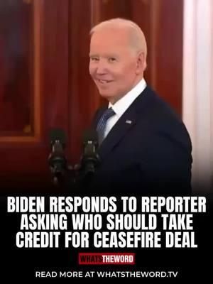 #JoeBiden thought a reporter was joking when asked who gets the credit for the ceasefire and hostage deal have been reached between #Israel and #Hamas. via @cnn  Both Biden and #Trump have been claiming the credit for the deal.  To read more hit ↪️: #linkinbio  #whatstheword #trump #gazaceasefire