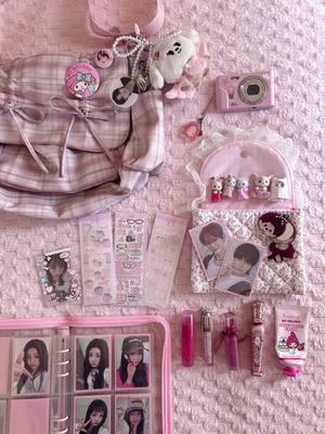 ˚｡⋆୨୧˚ - what i literally carry around!!  #moadiary #tomorrow_x_together #txt #beomgyu #yeonjun #hueningkai #illit #wonhee #iroha #mymelody #calicocritters #monchhichi #pink #stickers #deco #pinterest 