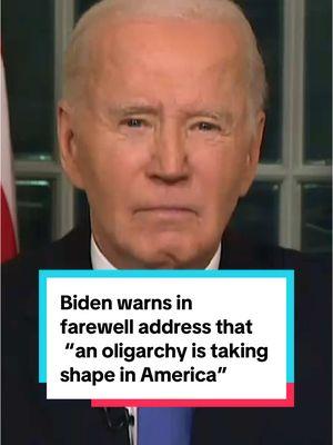 President Biden warned in his farewell address that "today, an oligarchy is taking shape in America." He said it's "extreme wealth, power and influence that literally threatens our entire democracy, our basic rights and freedoms and a fair shot for everyone to get ahead." #biden #us #wealth 